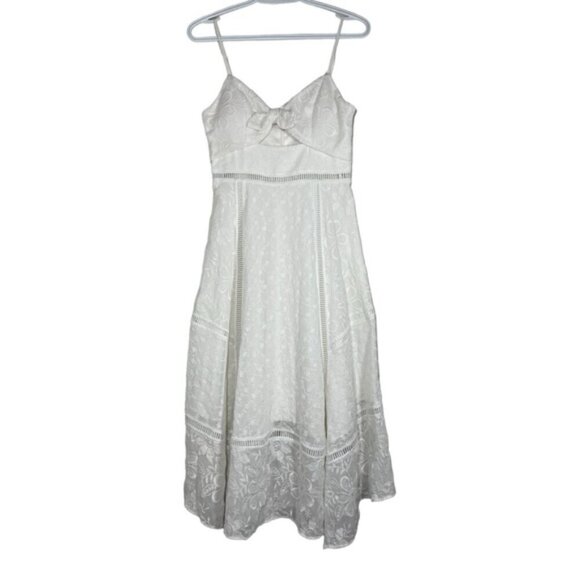 Forever New White Lace Embroidery Midi Dress Sleeveless size 4 - Picture 1 of 9